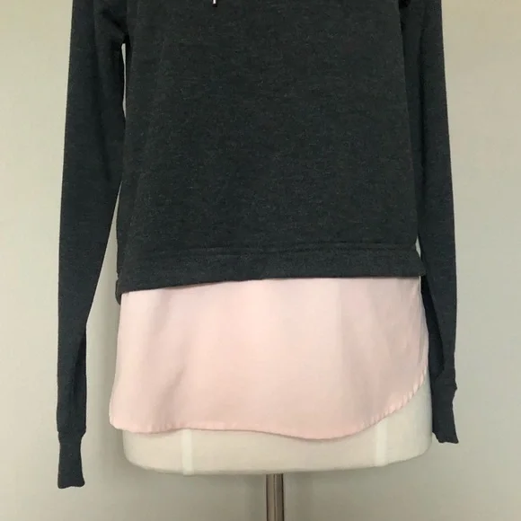 CALIA Drop Tail Mixed Media Gray & Pink Hoodie, Sm - Picture 3 of 10